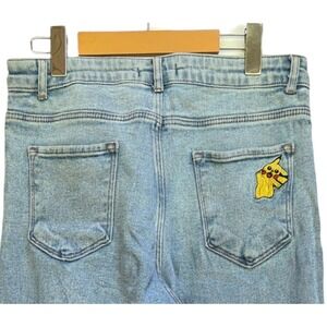 Miss Laufen Pikachu Embroidered Light Wash‎ Jeans Womens 30 Custom Anime Denim